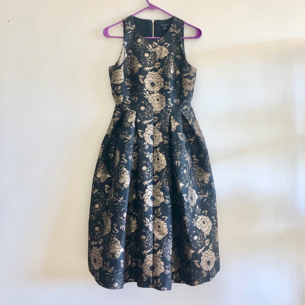 Ann Taylor Gold Floral Holiday Dress